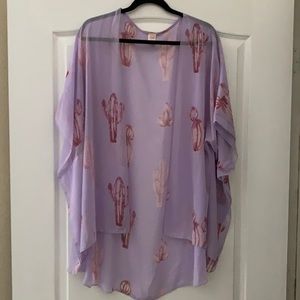 Lavender and Pink Cactus Kimono Top